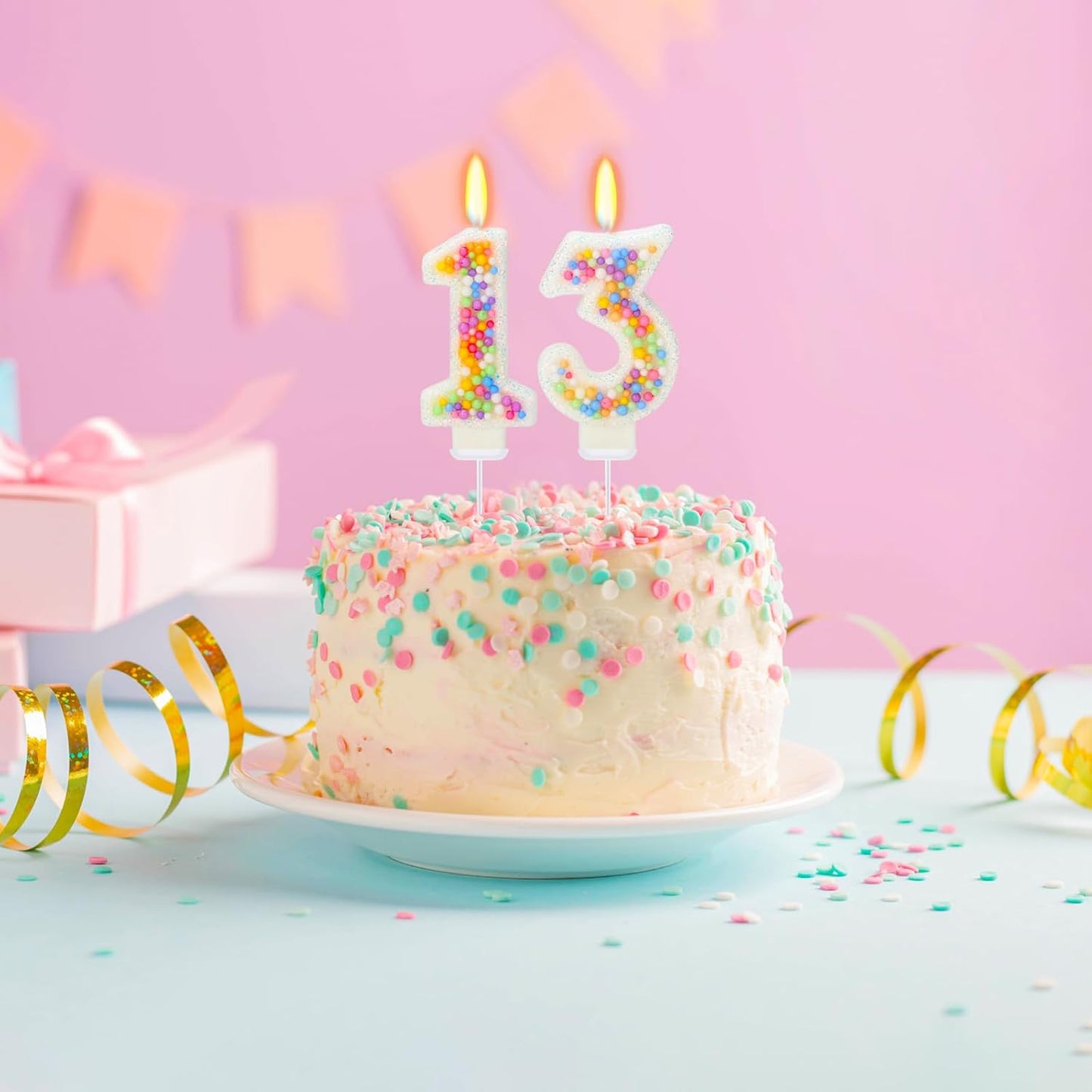 13th Birthday Candle for Cake, Colorful Macaron Numeral Candles for Boys/Girls, Theme Birthday Party Cake Decorations, Cake Topper for Birthday Party Supplies (Number 13)
