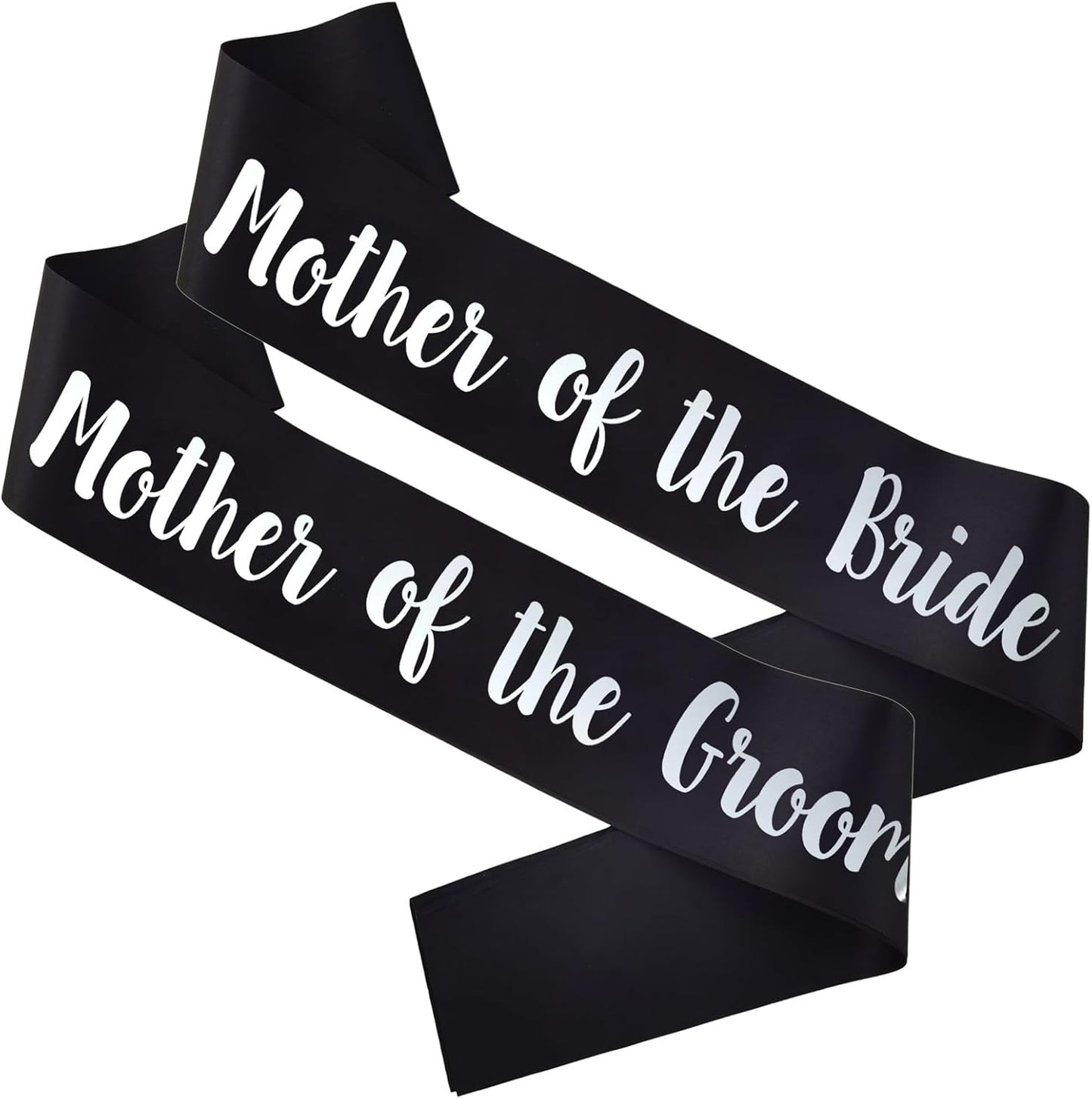 2 PACK Mother of the Bride and Groom Sashes, Black Sash with Silver Letters Bachelorette Sashes for Mother Bridal Shower Supplies Wedding Accessories