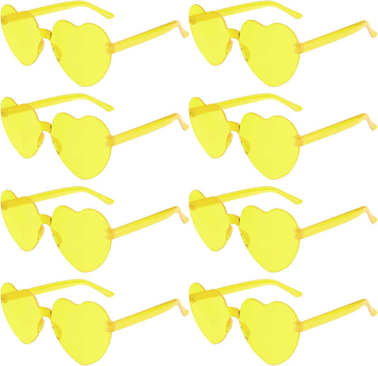 PLULON Heart Sunglasses for Women 5/12/25 Pcs, Heart Glasses Valentine Day Rimless Shaped Candy Color Fun Glasses Party Favor