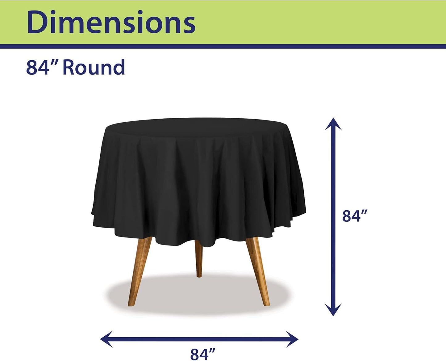 Black Disposable Plastic Tablecloth for Round Tables (12 Pack) 84 inches Table Cloths for Parties, Events & Weddings, Indoors & Outdoors, Plastic Table Cover