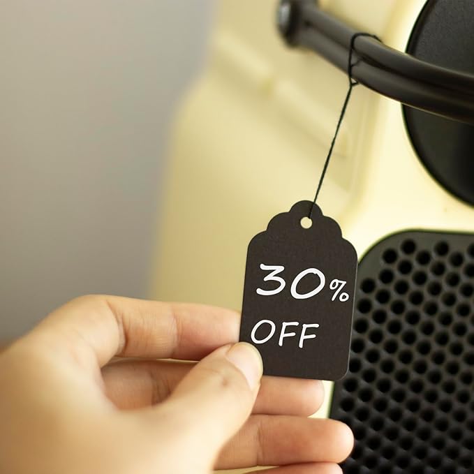 Pack of 500 Paper Tags with String Attached for Storage Baskets,Jewelry, Clothing(Black,1.88"x1.18")