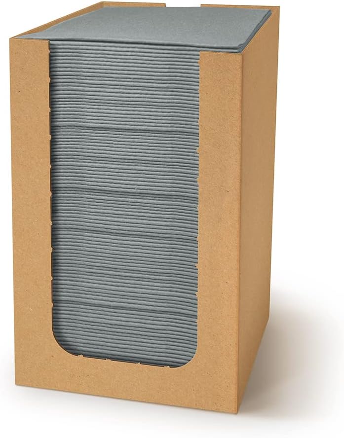 PAW - 100-Pack Disposable Linen-Feel Cocktail Napkins 4" x 4", Gray Premium Paper Napkins for Parties, Elegant Cloth-Like Beverage Napkins For Bars, Restaurants, Made in Europe