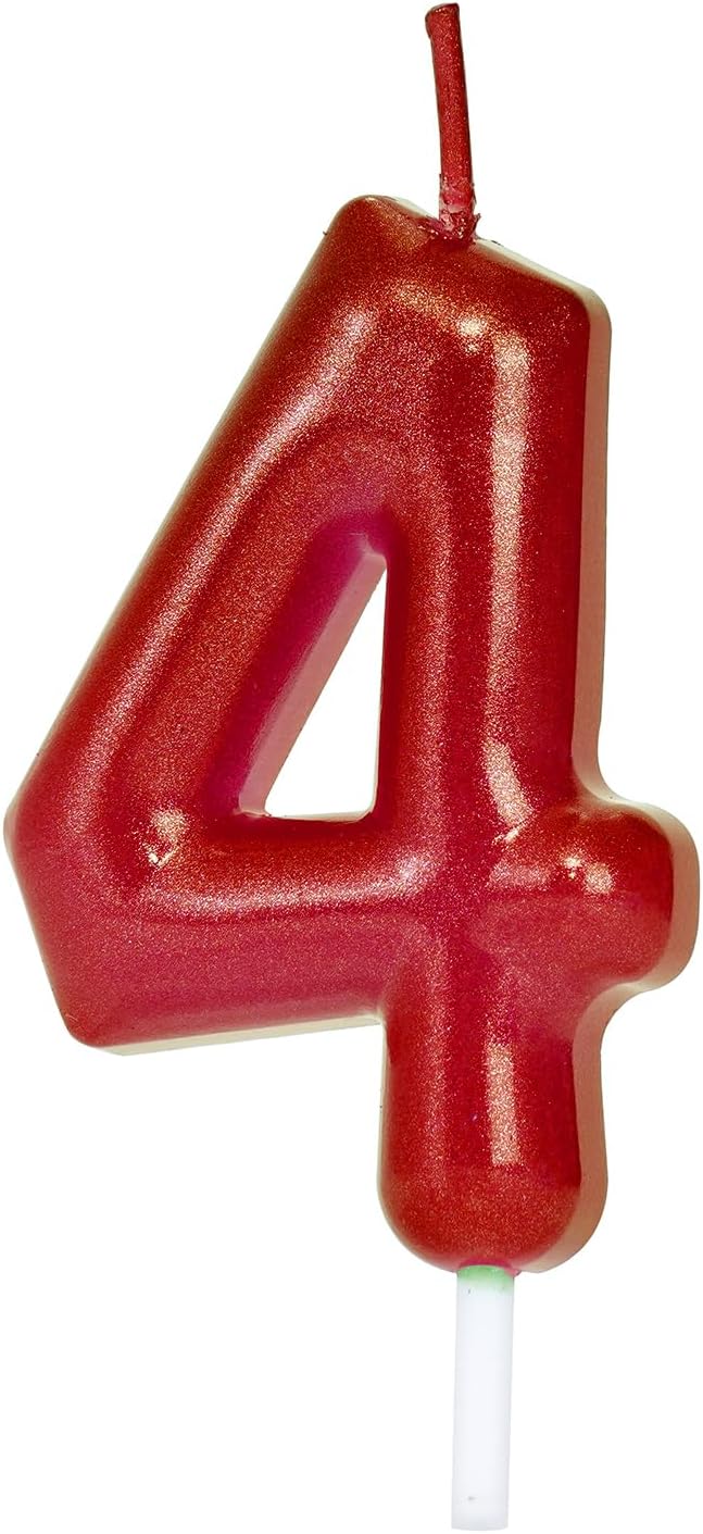 Red Number 4 Birthday Candles, Cake Toppers for Birthday/Baby Shower/Anniversary/Wedding Party Celebrating/Decorating. (Red Number 4)