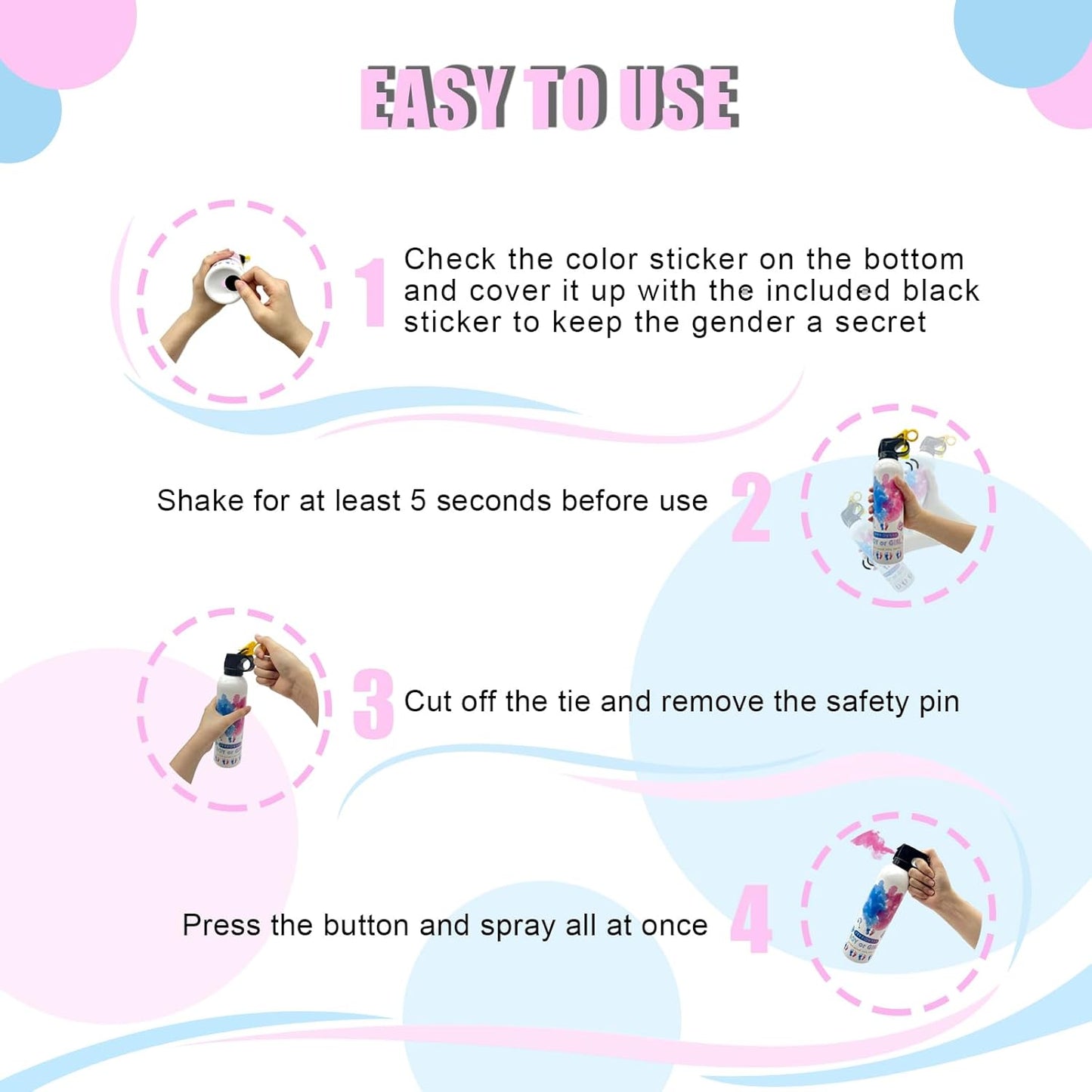Gender Reveal Fire Extinguisher-2 Packs Pink Gender Reveal Smoke Spray Set for Baby Girl-Biodegradable Party Supplies Ideas & Decorations for Baby Shower (Pink Small)