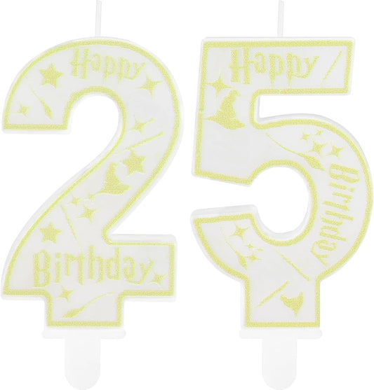 Magical Wizard Party Birthday Candles Number 25 Candle Cake Topper Wizard School Themed Happy 25th Birthday Cake Decorations for Boys Girls Kids Party Favors Supplies Decorations Gifts