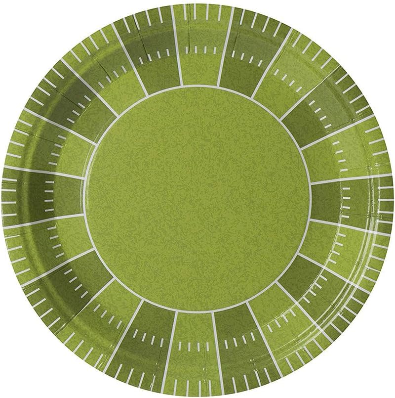 Hammont Football Themed Party Decorations - Pack of 7 & 9" Round Paper Plates, 9oz Cups, 24 Napkins, Tablecloth - Disposable Football Supplies - Birthday (7" Plates)