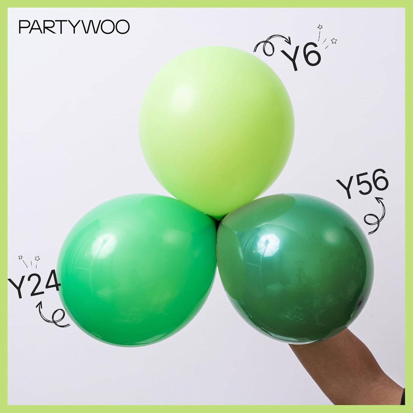 PartyWoo Lime Green Balloons 100 pcs Different Sizes of 36 18 12 10 5 Inch Neon Yellowish Light Green Latex Balloon Arch Kit Garland for Graduation Halloween Summer Birthday Party Decorations Green-Y6