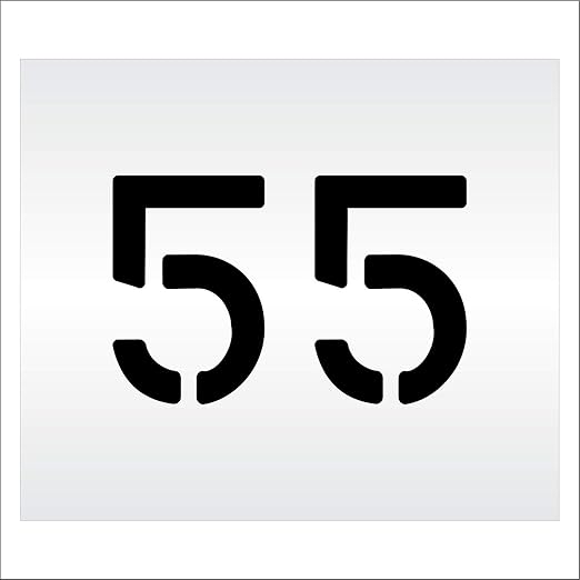 Pavement, Curb, and WheelStop Stencils - 6 inch Double Number Stencil - (55) - 6" x 9" x 1/8" (128 mil) - Pro-Grade