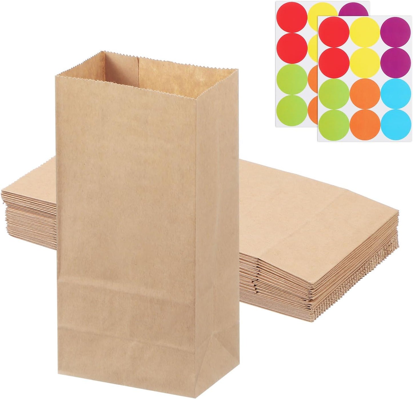 PATIKIL Party Favor Bag, 24 Pcs 3.5x2.4x7.1 Inch Mini Paper Candy Bags Gift Treat Celebration Halloween Goody Birthday Wedding Party with Stickers, Brown