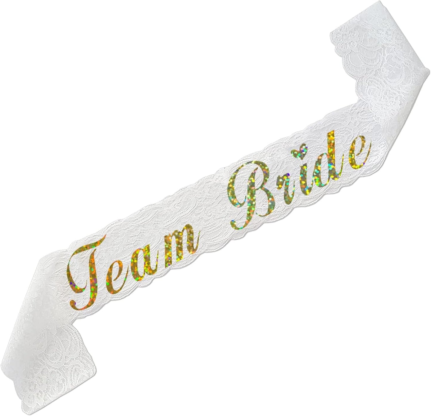 HAPRTY Team Bride Sash, White Lace Bachelorette Party Sash for Bridal Shower Engagement Party Supplies and Accessories for Team Brides