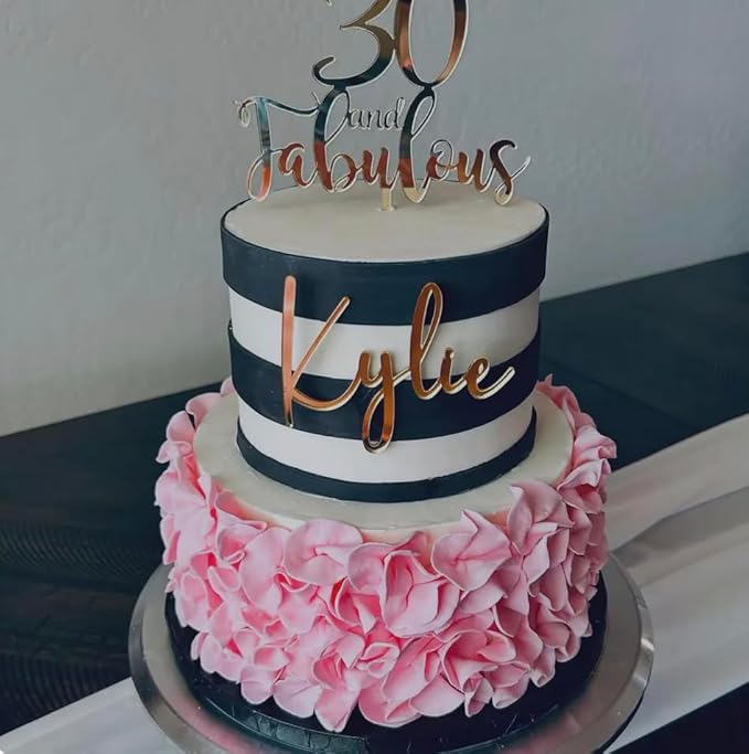 Custom Acrylic Cake Name Sign – Personalized Mirrored Name Plaque Cake Topper, Premium Acrylic Cake Letters Decoration for Birthday, Wedding, Baby Shower