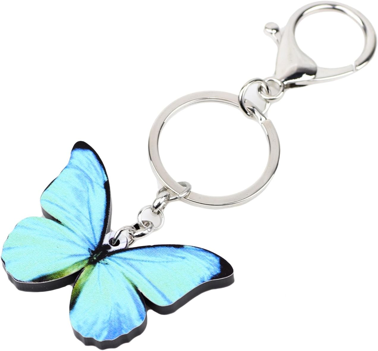 BONSNY Morpho Menelaus Butterfly Key Chains for Women Car Purse Bag Rings Pendant Charms