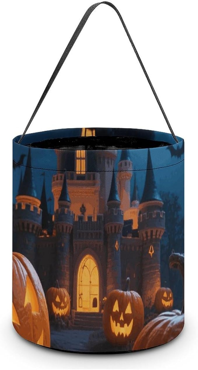 Halloween Candy Bucket - Halloween Night Moon Pumpkins Castle Trick Or Treat Candy Bag, Gift Bag for Party Favor Supplies