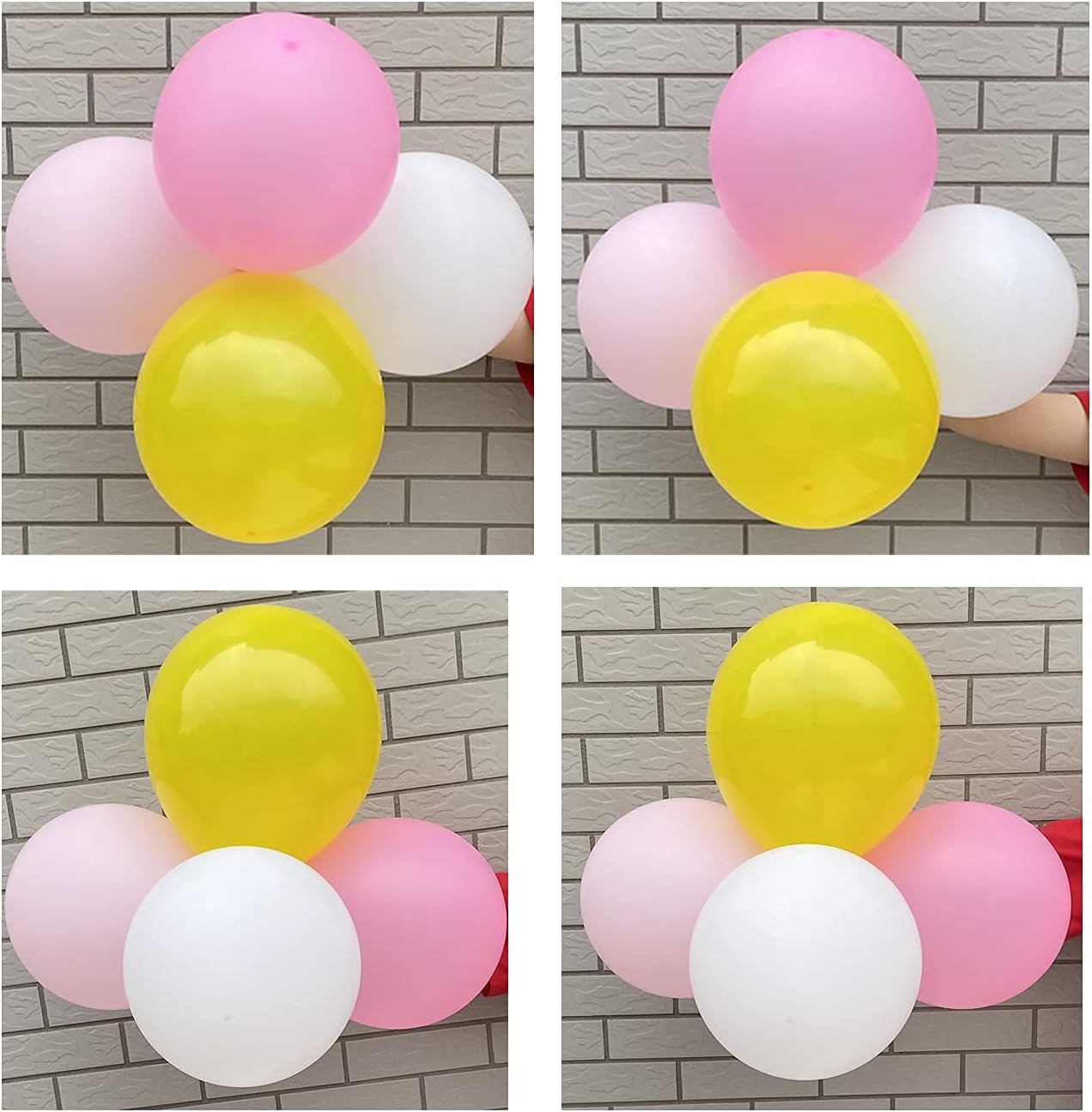 60 Pack 12 Inch Pink Yellow And White Latex Balloons, Birthday Wedding Baby Shower Party Balloons (Pink Yellow And White)