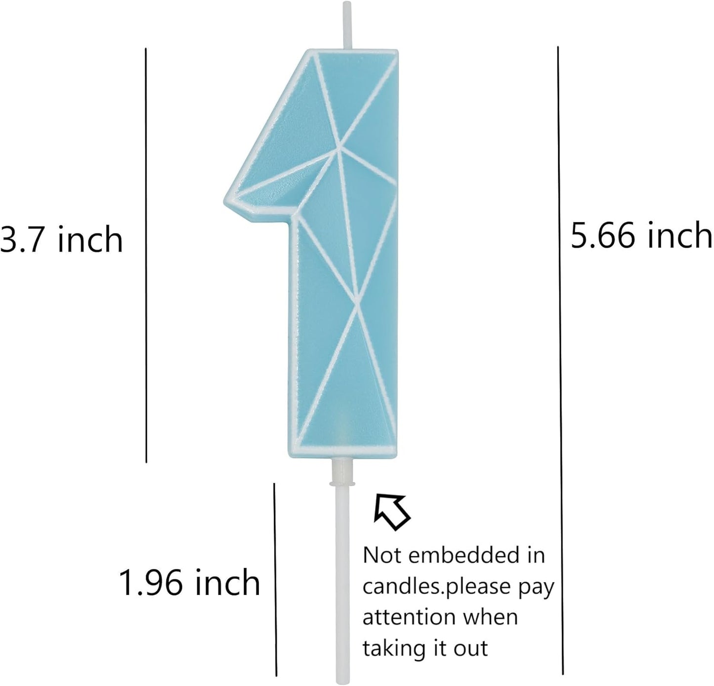 DERVENTA Birthday Candle Big Number 3D Macaron Blue 3.7 inch Party Celebration Anniversary Decoration Cake Topper 1 Piece (Number 1 Macaron Blue)