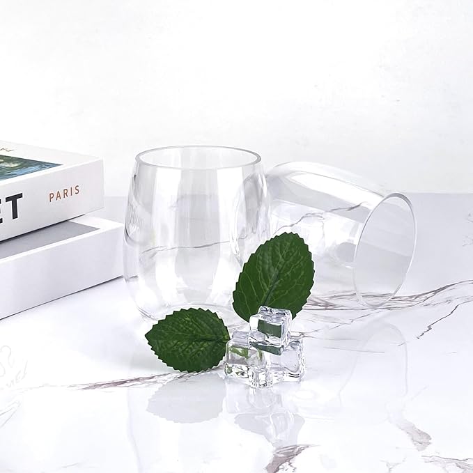 Set of 6 Acrylic Wine Glasses, 20-ounce Plastic Tumbler for Party Use,BPA Free,Dishwasher Safe (Clear color)