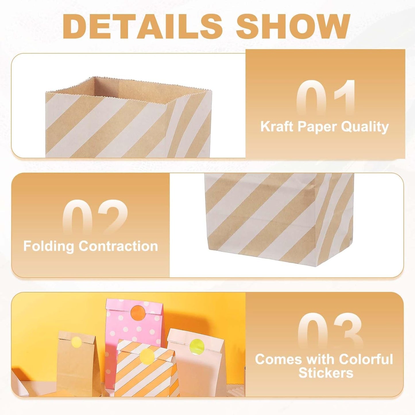 PATIKIL Party Favor Bag, 24 Pcs 3.5x2.4x7.1 Inch Mini Paper Candy Bags Gift Treat Celebration Halloween Goody Birthday Wedding Party with Stickers, Brown Twill