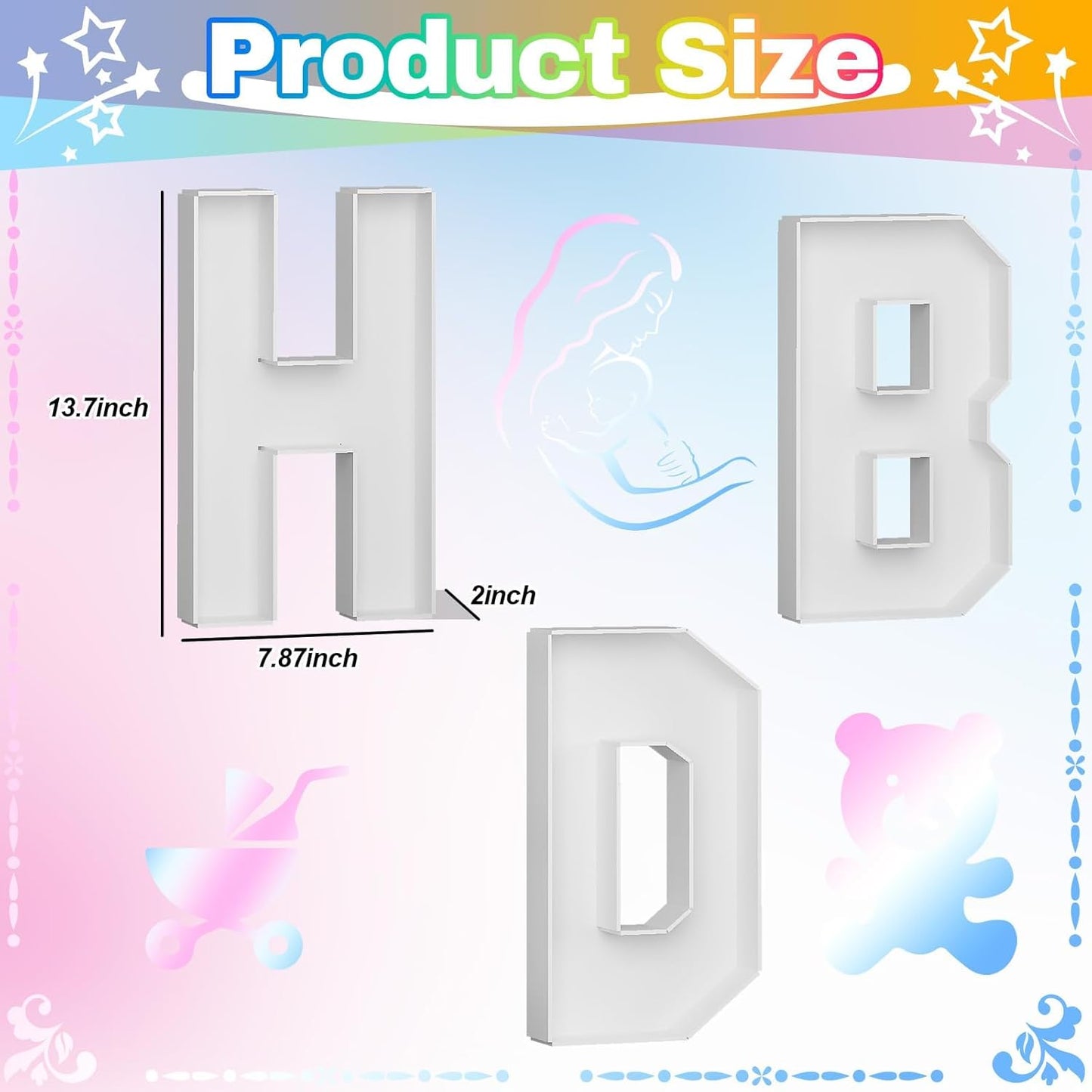3 Pcs Charcuterie Letters Fillable, HBD Cardboard Letters for Charcuterie, White HBD Letters for Food Chocolate Cupcake Candy, Paper Mache Letter Trays for Birthday Anniversary Decorations