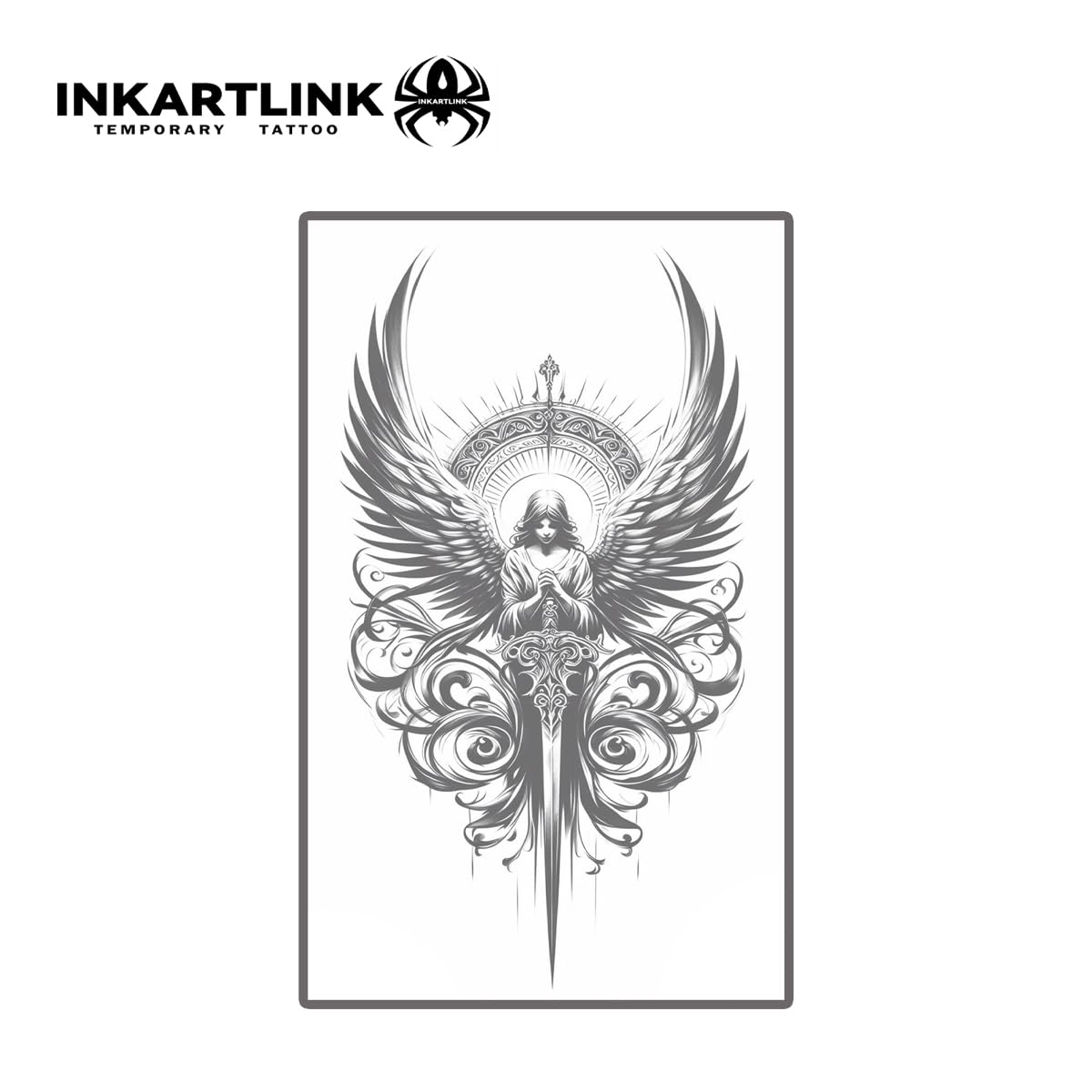 INKARTLINK Tattoo Tech, 2 Sheets Extra Large Semi Permanent Tattoo, Adult Art Design Temporary Tattoos, Lasts 1-2 Weeks, Waterproof, Realistic Look, No Adhesive, No Reflection (Mythology)199