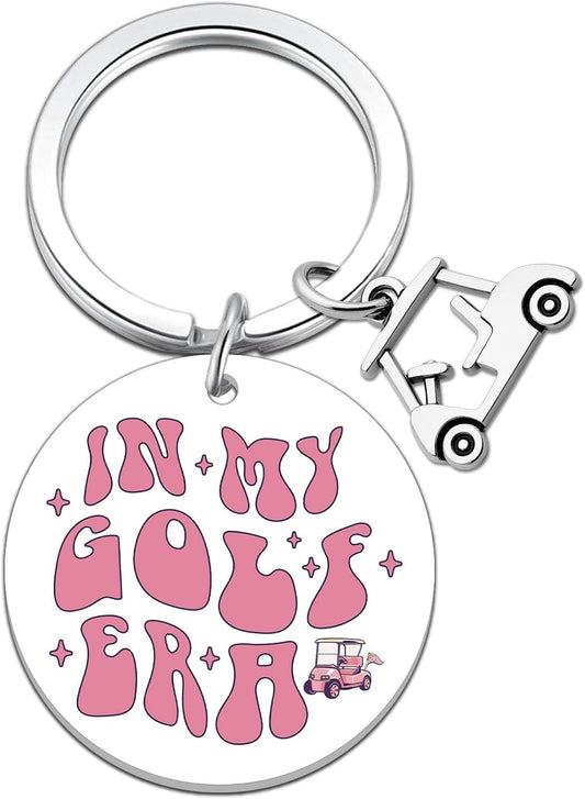 Golf Gifts for Women Golf Cart Keychain Pink Gifts for Golfers Female Golfing Accessories for Ladies Girls Golf Themed Birthday Christmas Stocking Stuffers for Golfers Player Lover Girl
