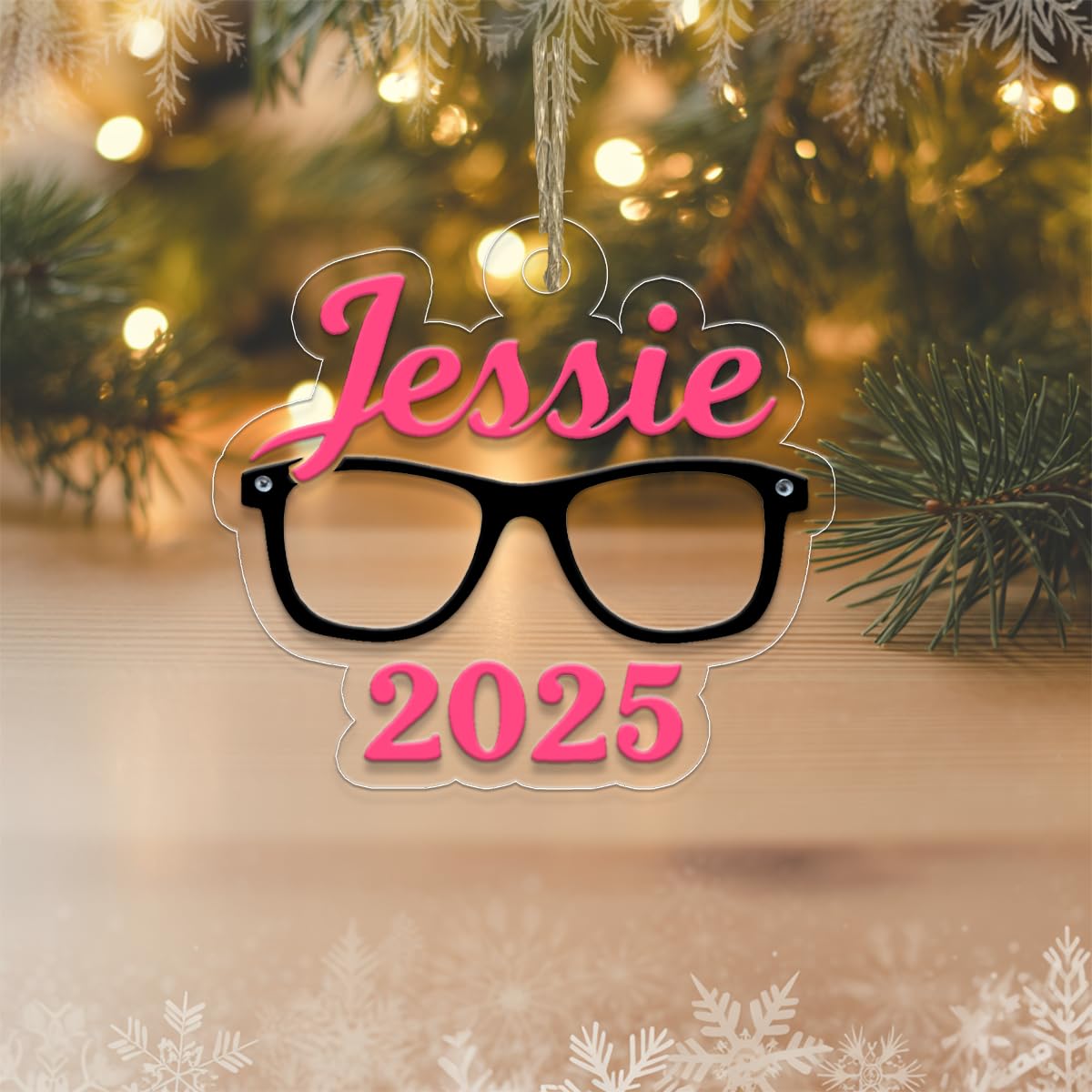 Custom Name With Glasses Ornament, Personalized Nerd Christmas Ornament, Gift For Her, Cute Book Lover Ornament, Holiday Decoration Acrylic Ornament – Personalized Christmas Tree