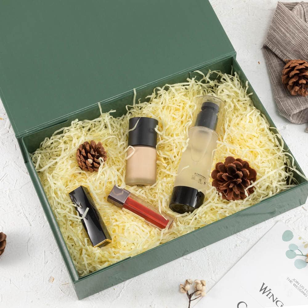 5 Pack Green Gift Boxes with Lids - Small 12 x 8 x 2.7 Inches Clothes Gift Boxes for Presents and Shirts - Magnetic Boxes with Ribbon - Bulk Cute Packaging Boxes (Glossy Surface)