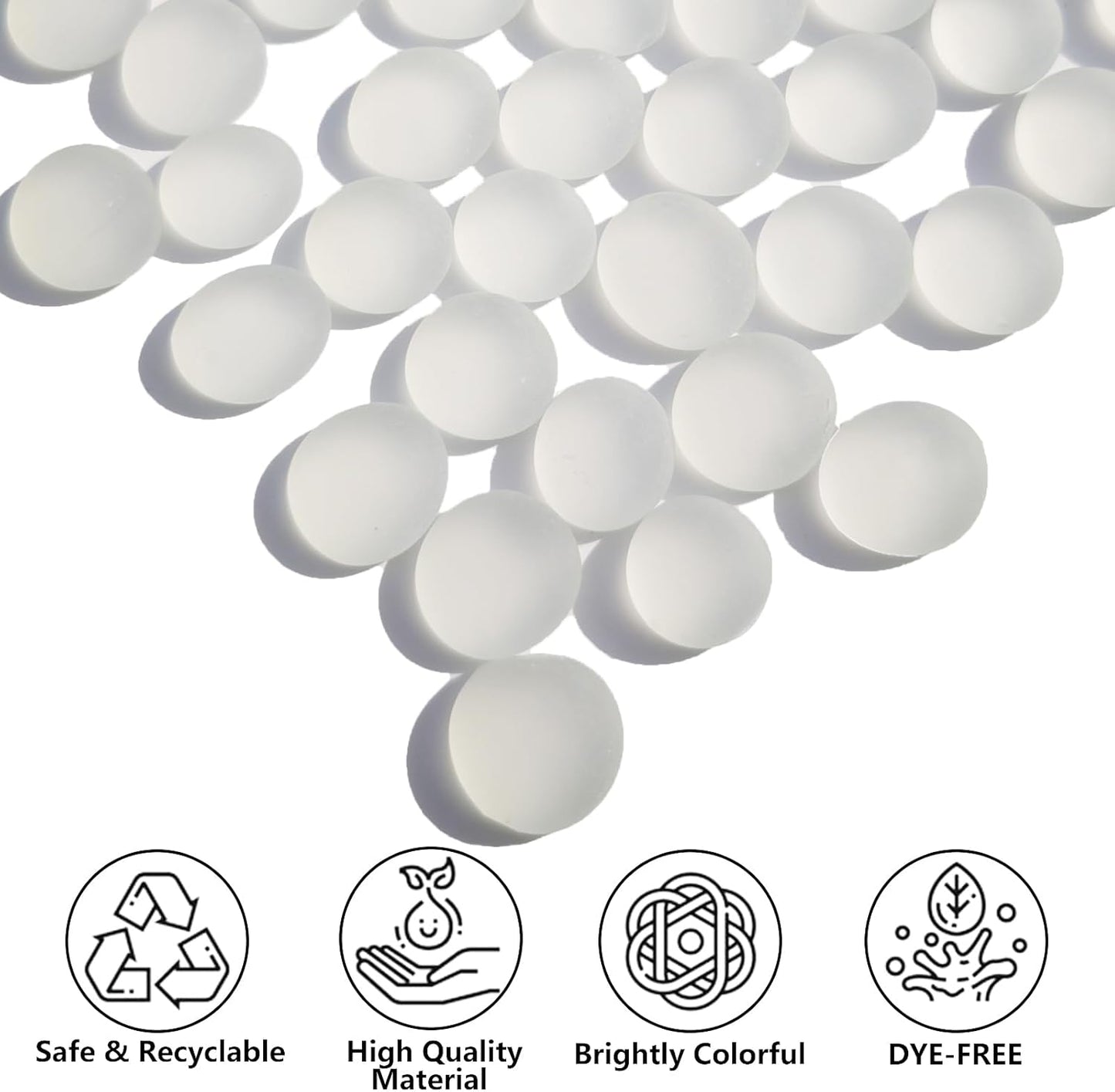 Sea Glass Gems - 0.9 Lb White Frosted Flat Glass Marbles, Flat Gems Decorative Stones for Vase Fillers, Aquarium Rocks, Floral Supplies, Table Scatter, Craft Mosaics, and DIY Ornaments