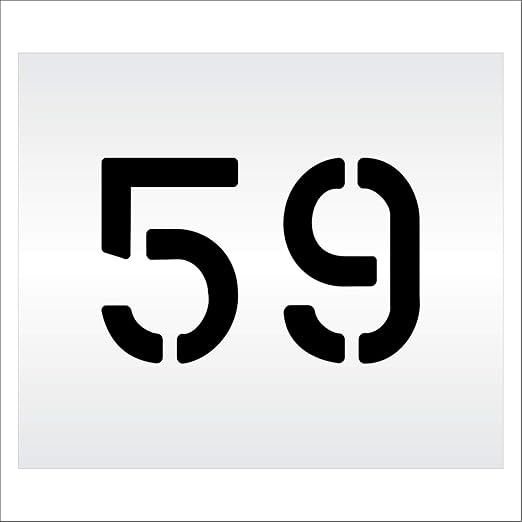 Pavement, Curb, and WheelStop Stencils - 6 inch Double Number Stencil - (59) - 6" x 9" x 1/8" (128 mil) - Pro-Grade