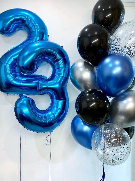 Metallic Blue Number 3 Balloon 40 Inch, 3rd Birthday Celebration Supplies for Girls Boys Women Men, 3 Balloon for Girls Boys Theme Party