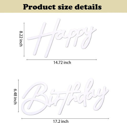 Happy Birthday Sign for Backdrop - Felt Happy Birthday Letters Sign for Girls, Boys & Adults' Birthday Party Balloon Arch Backdrop Decorations (White)