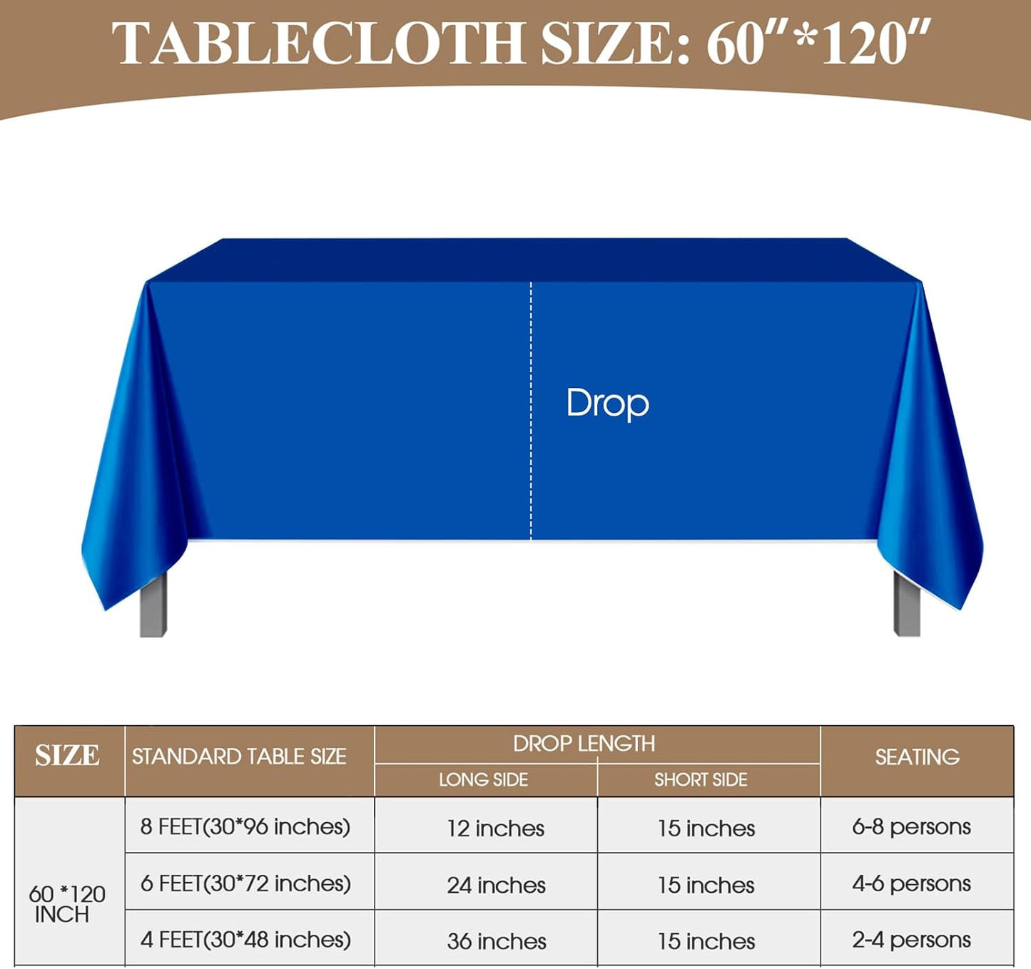 Rectangle Tablecloths 60x120 Inch 6 Pack Royal Blue Tablecloth Washable Decorative Linen Polyester Table Cloths for Dining Table Banquets Buffet Parties and Wedding