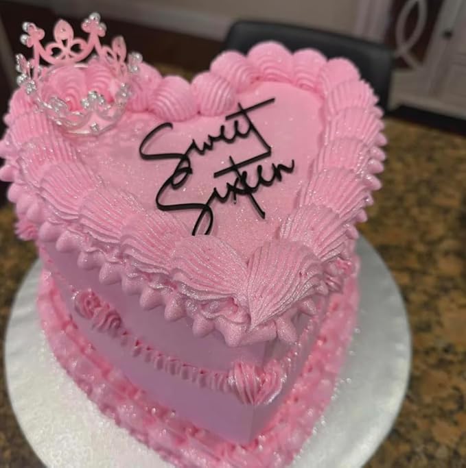 Acrylic Cake Topper Charm – Custom Flat Acrylic Cake Topper for Personalized Birthdays, Elegant Script Cake Charm, Mini Cake Decoration for Milestone Celebrations