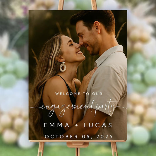 Personalized Engagement Welcome Sign, Engagement Party Sign, Engaged Decor for Couple - She Said Yes!, Decorations, Engaged Welcome, Custom Poster, Canvas, Wooden 2 Layer /3