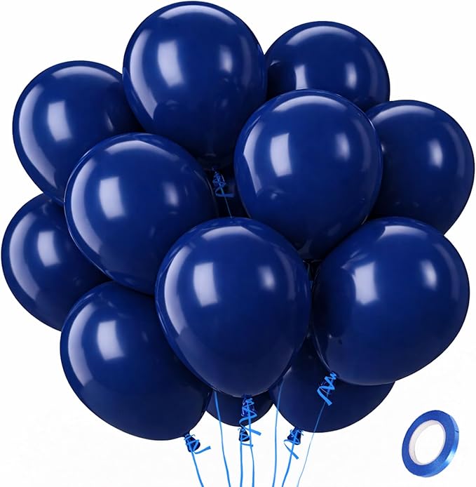 Patimate Navy Blue Balloons 100 Pack 12 Inch Matte Navy Blue Latex Balloons for Birthday Graduation Wedding Independence Day Nautical Retirement Patriotic Party Decorations