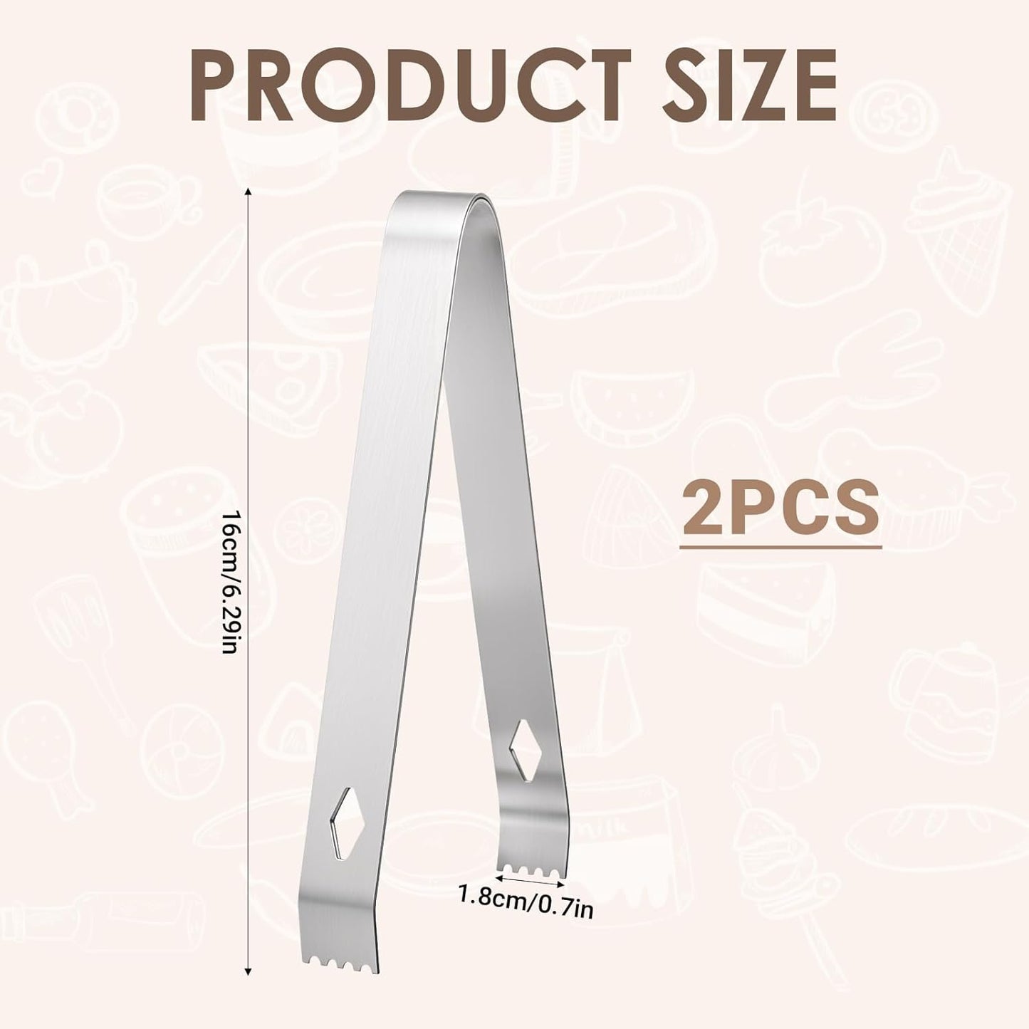 2 Pack Small Metal Tongs, 6 Inch Stainless Steel Restaurant Grade Serving Tongs with Teeth for Serving Food Salad Sugar Coffee Ice
