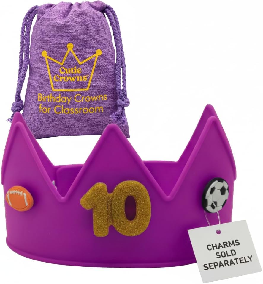 Birthday Crown for Kids Classroom – Adjustable Soft Silicone Princess Crown, Ages 2–10+, BPA Free, Dishwasher Safe