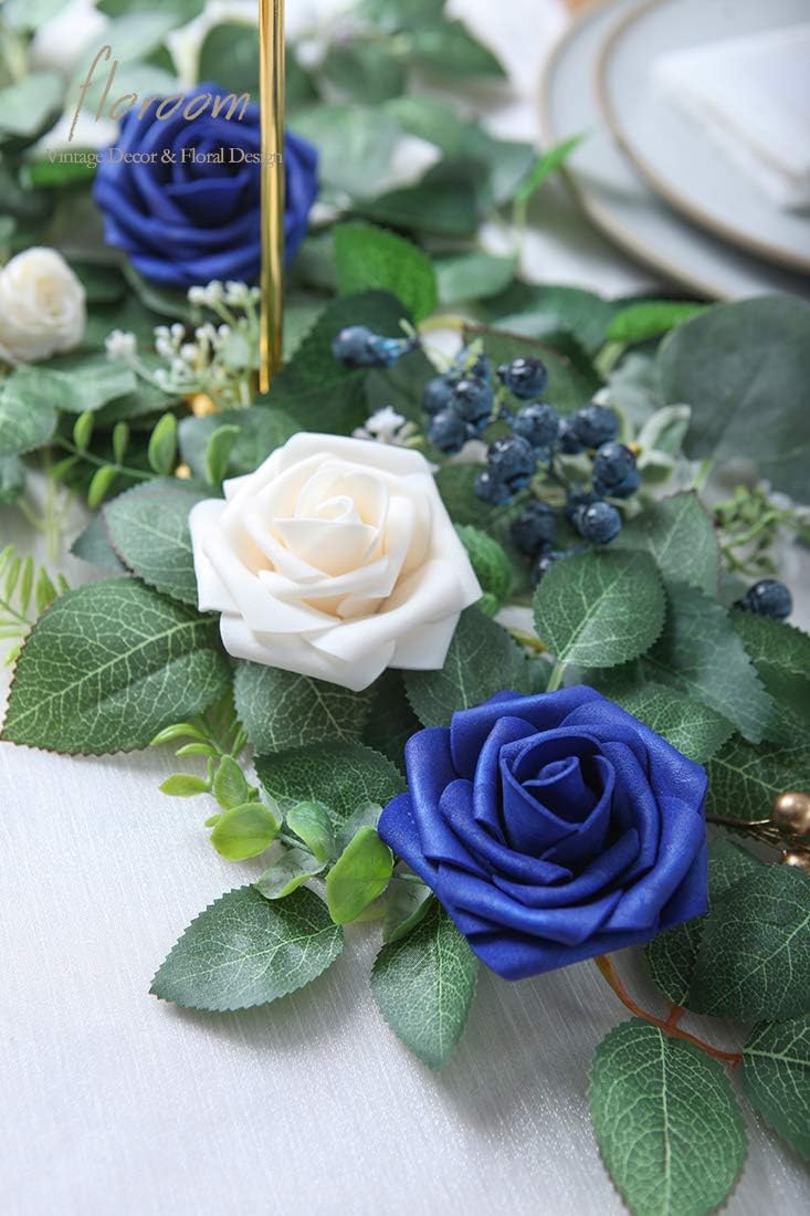 Floroom Artificial Flowers 25pcs Real Looking Champagne Foam Fake Roses with Stems for DIY Wedding Bouquets Bridal Shower Centerpieces Floral Arrangements Party Tables Home Decorations
