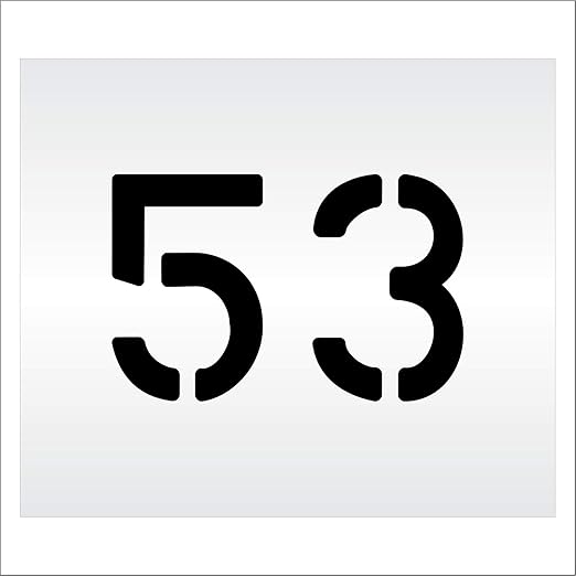 Pavement, Curb, and WheelStop Stencils - 6 inch Double Number Stencil - (53) - 6" x 9" x 1/16" (63 mil) - Light-Duty
