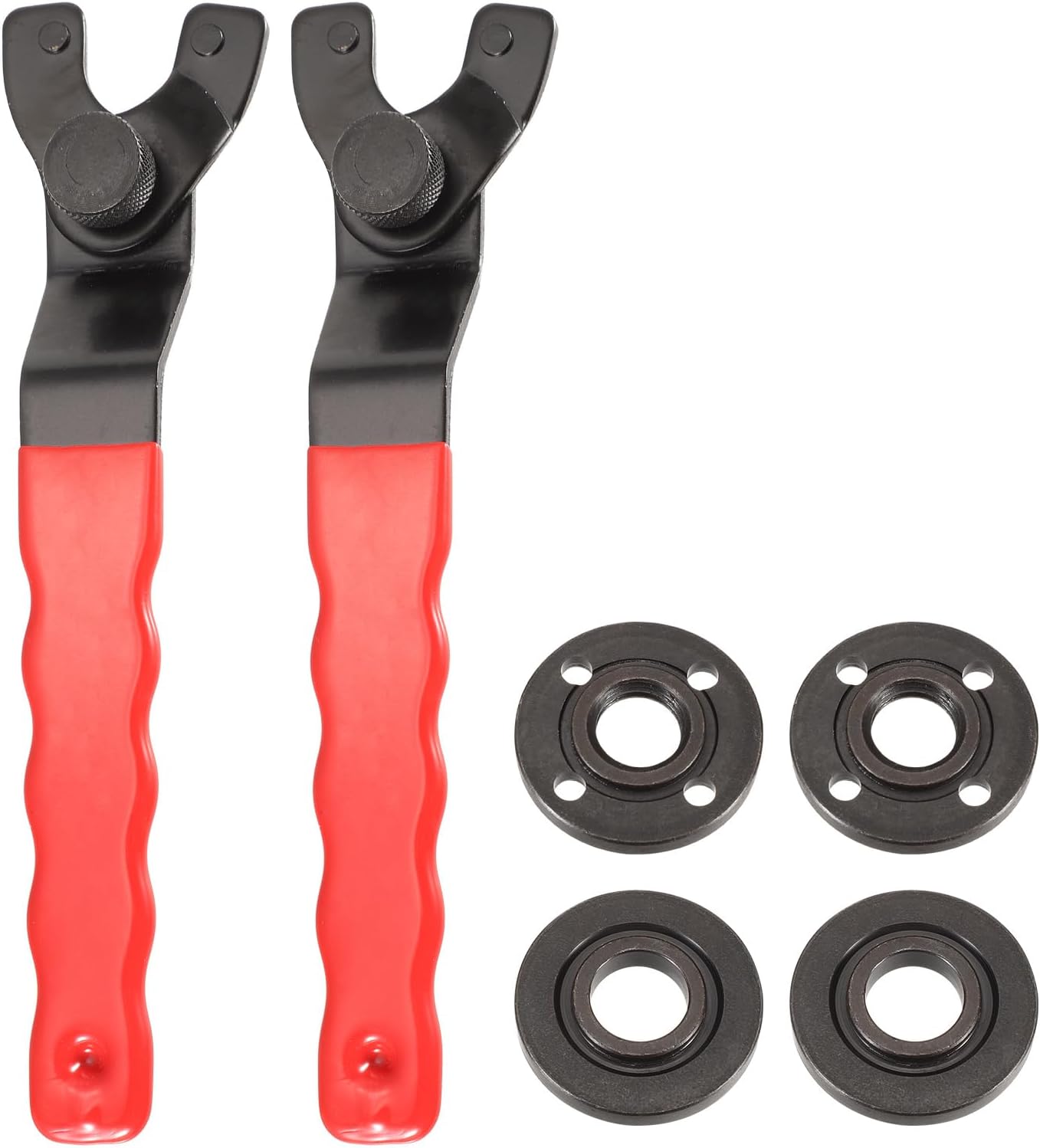 HARFINGTON Adjustable Angle Grinder Wrench Set 0.4"-1.9" Range Universal Lock Nut Pin Spanner Wrench with Grinder Shaft Nut for Angle Grinder Table, Red