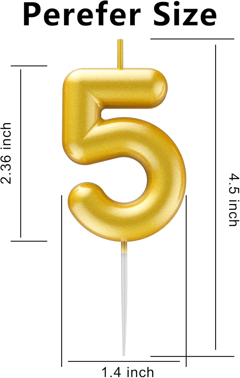 Gold Number 5 Candle Happy Birthday 3D Number Candles for Birthday Cake Party Decoration Wedding Anniversary Celebration Supplies