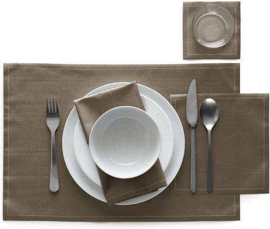 MY DRAP Cocktail Napkins, Reusable Cotton Napkins on a Roll 4.5 x 4.5 IN (100 Napkins, Taupe)