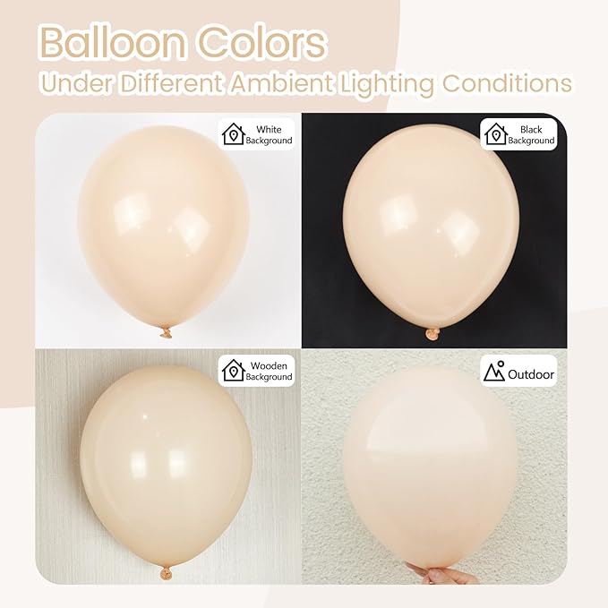 Nude Balloons 12 inch, Beige Latex Balloons 50pcs Party Balloons for Netural Baby Shower Gender Reveal Birthday Party Decorations