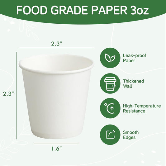 600 Pack 3 oz Paper Cups, Small Coffee Cups, Disposable Mini Bathroom Mouthwash Cups, Suitable for Party, Picnic, Travel, and Events