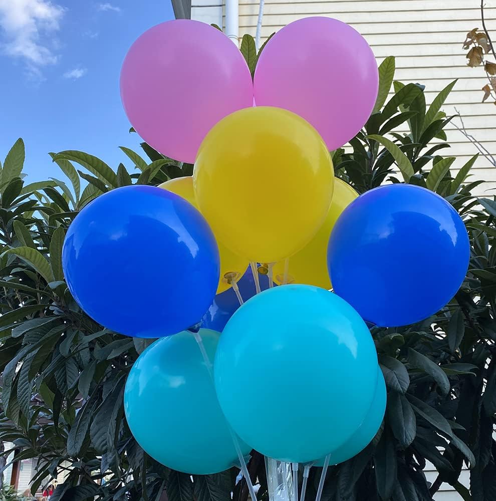 60 pcs 12 Inch Royal Blue Teal Pink Yellow Latex Balloons, For Birthday, Wedding, Baby Shower, Party Balloons Decorations