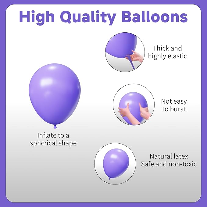 Light Purple Balloons Arch Kit,130pcs Pastel Purple Balloon Garland,18 12 10 5 Inch Dark Purple Latex Balloons for Birthday Wedding Baby Shower Purple Theme Party Decorations