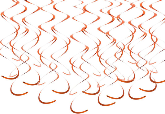 MISU Orange Swirl Party Decorations Plastic Whirls Streamers Foil Swirls Hanging Decorations for Ceiling, Pack of 30