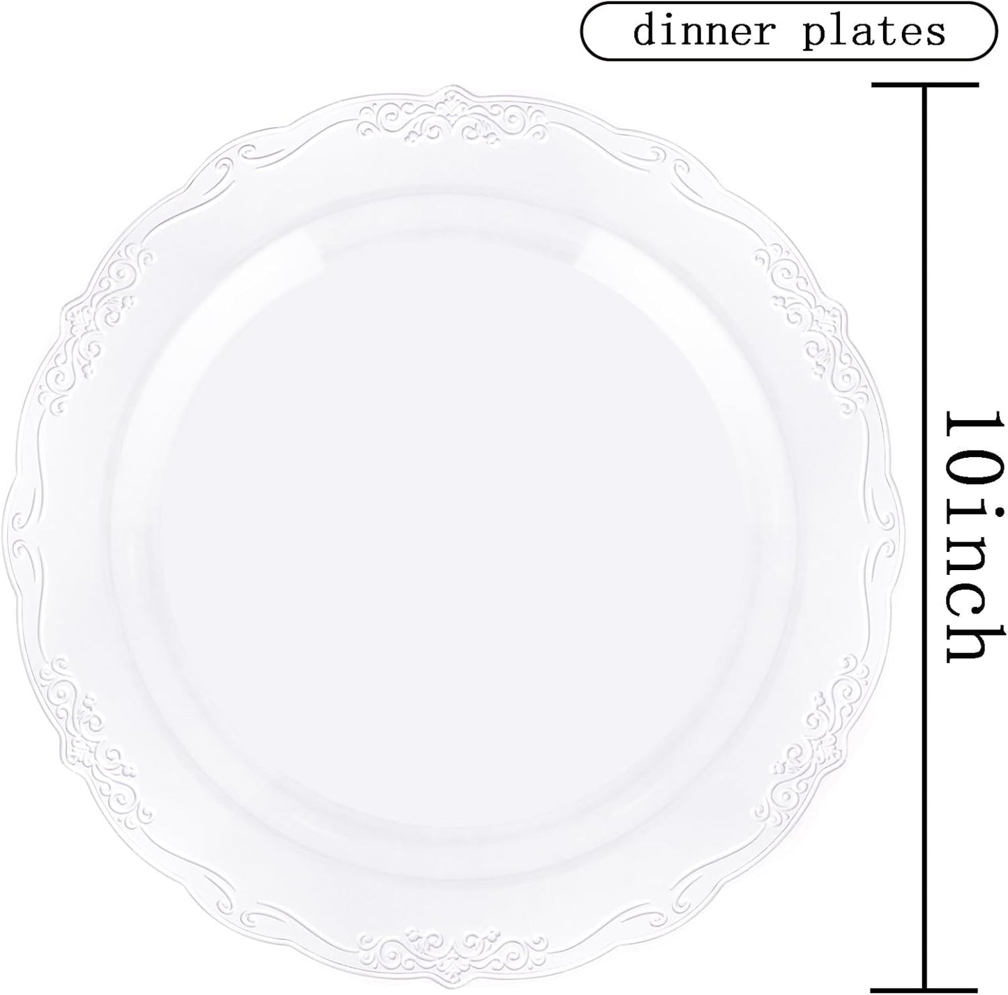 DaYammi 60PCS Clear Plastic Plates, Heavy Duty Clear Disposable Plates Premium 10inch Dinner Plates Hard Plastic Plates Disposable for Party Wedding Bridal Shower