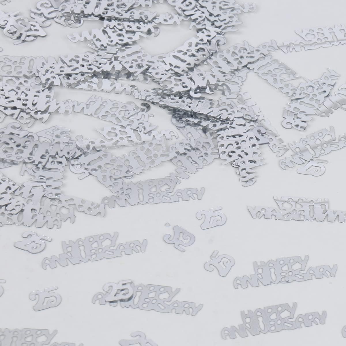 25 Happy Anniversary Confetti Glitter - Silver 25th Anniversary Party Table Decorations Happy Anniversary Confetti, Perfect for Table Decorations Party Supplies DIY Craft