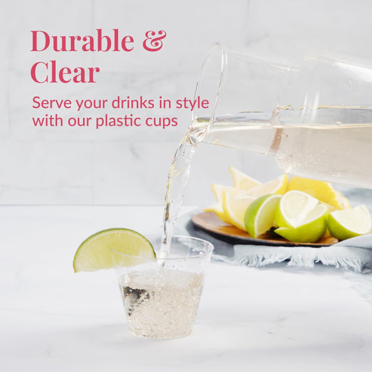 Prestee Pack of 400 Small Clear Plastic Cups - 5oz Disposable Cocktail Glasses - Stackable Plastic Party Tumblers for Serving Wine, Champagne, Punch, Soda, or Snacks