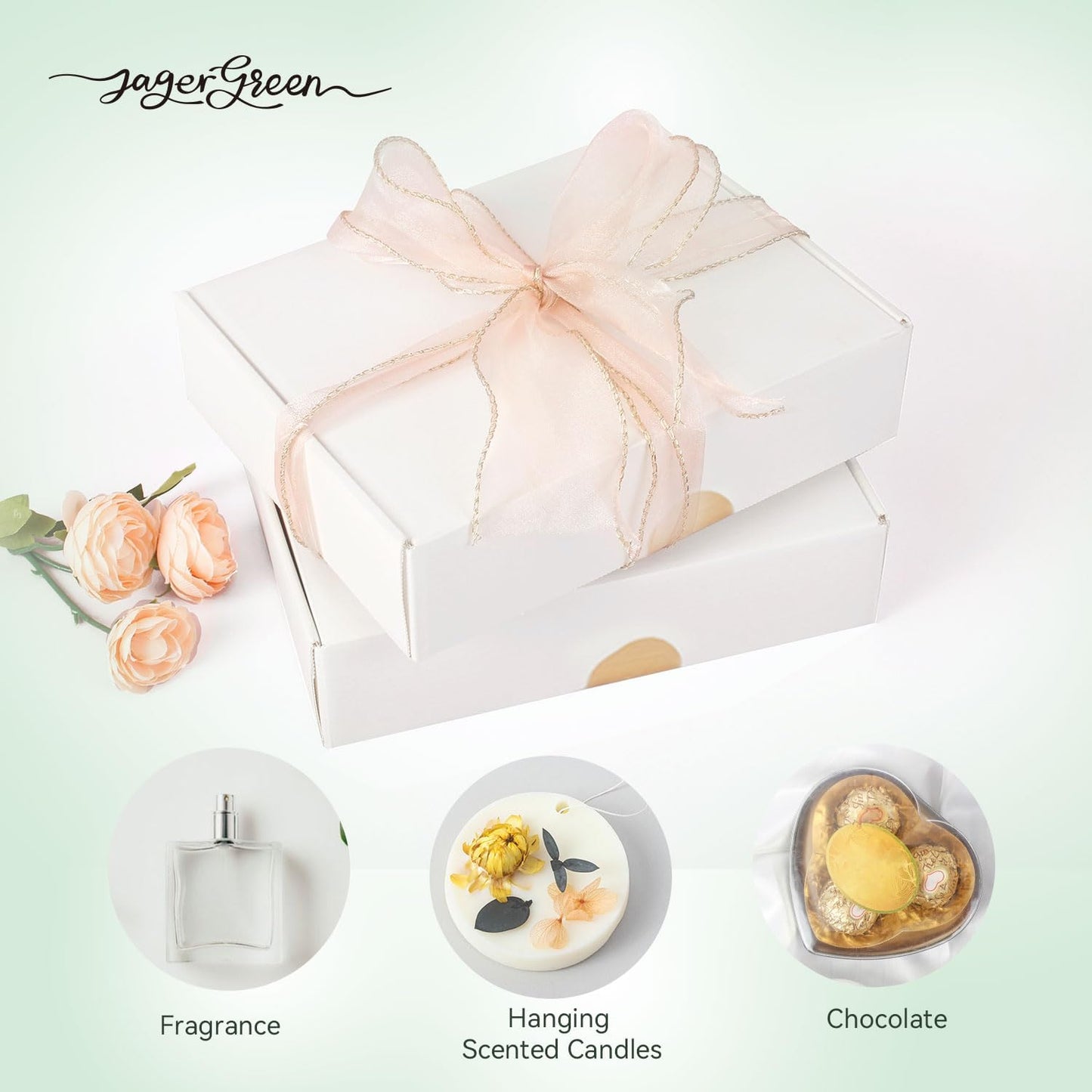 White Gift Box with Lid, 8.6x6.7x2.1 Inches Small Collapsible Gift Boxes with Seal Stickers for Birthday, Valentine’s Day, Bridesmaid Proposal, Wedding, Party Favor, Presents (Pack of 10)